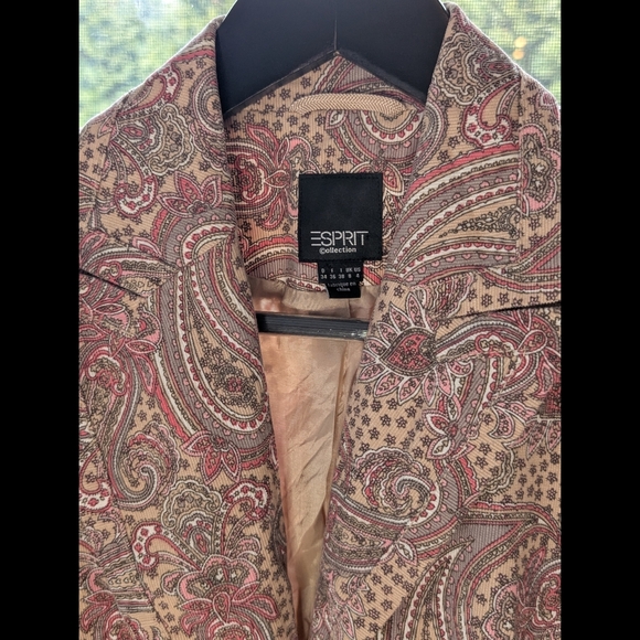 Esprit Jackets & Blazers - Vintage Esprit Fine Corduroy Paisley Jacket - Pinks And Tans